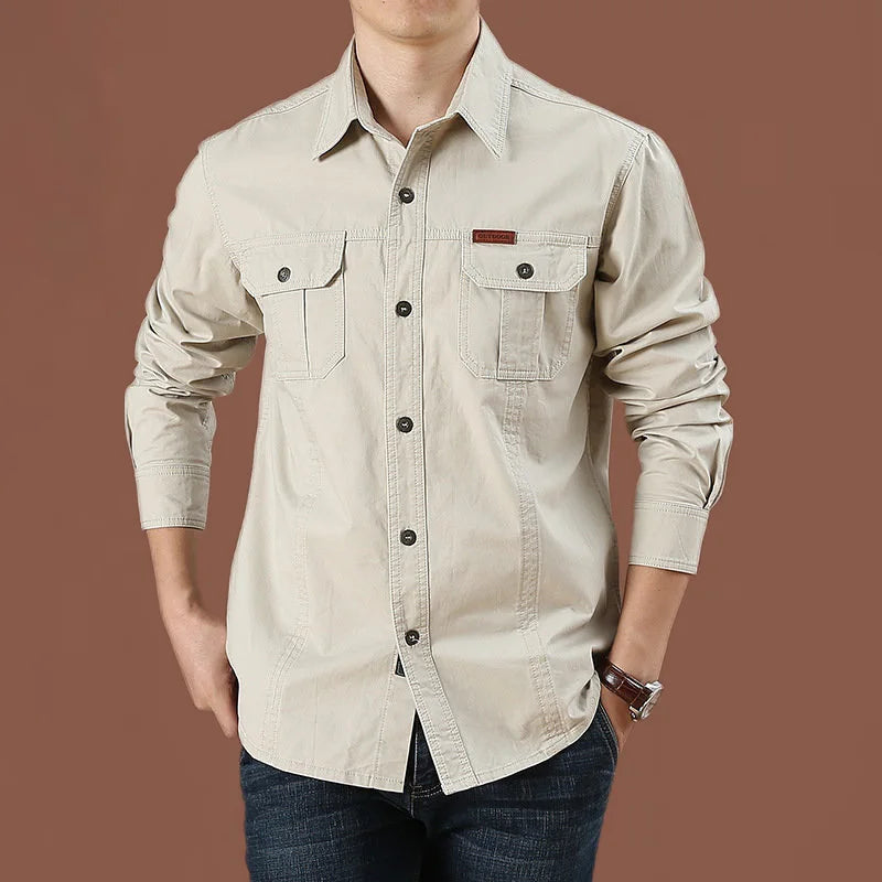 Men's Casual Long-Sleeved Shirt, Made from High-Quality Cotton