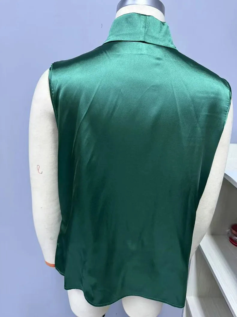 Woman Clothing Silk Top, Ladies, Satin Shirt, No Female Sleeves Chemises Et Blouses Tops For Woman Camisas De Mujer Top Mujer