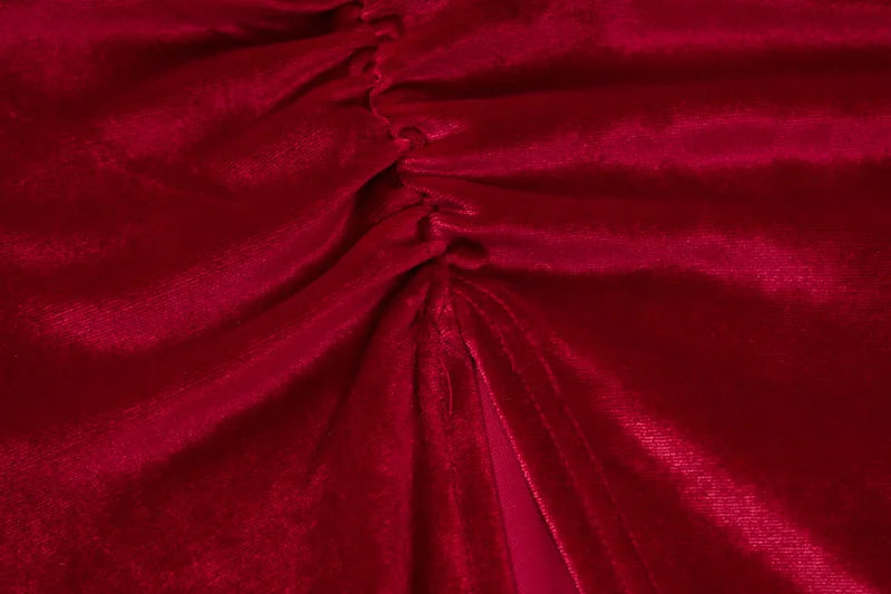 Elegant Women's Velvet Dress with Long Sleeves.
