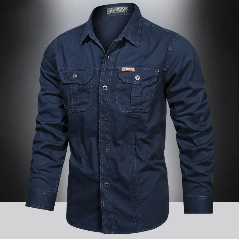 Men's Casual Long-Sleeved Shirt, Made from High-Quality Cotton