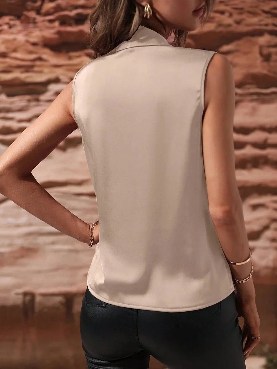 Woman Clothing Silk Top, Ladies, Satin Shirt, No Female Sleeves Chemises Et Blouses Tops For Woman Camisas De Mujer Top Mujer