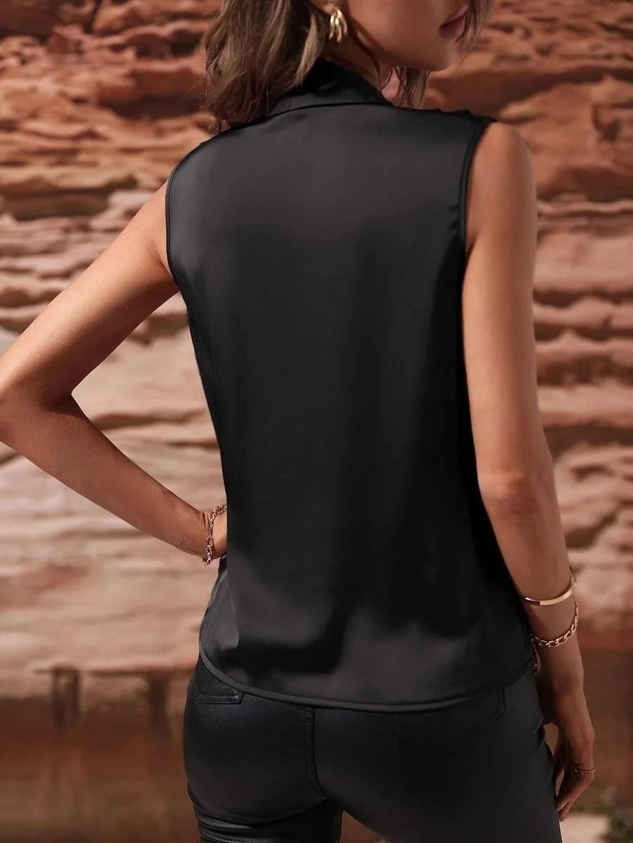 Woman Clothing Silk Top, Ladies, Satin Shirt, No Female Sleeves Chemises Et Blouses Tops For Woman Camisas De Mujer Top Mujer