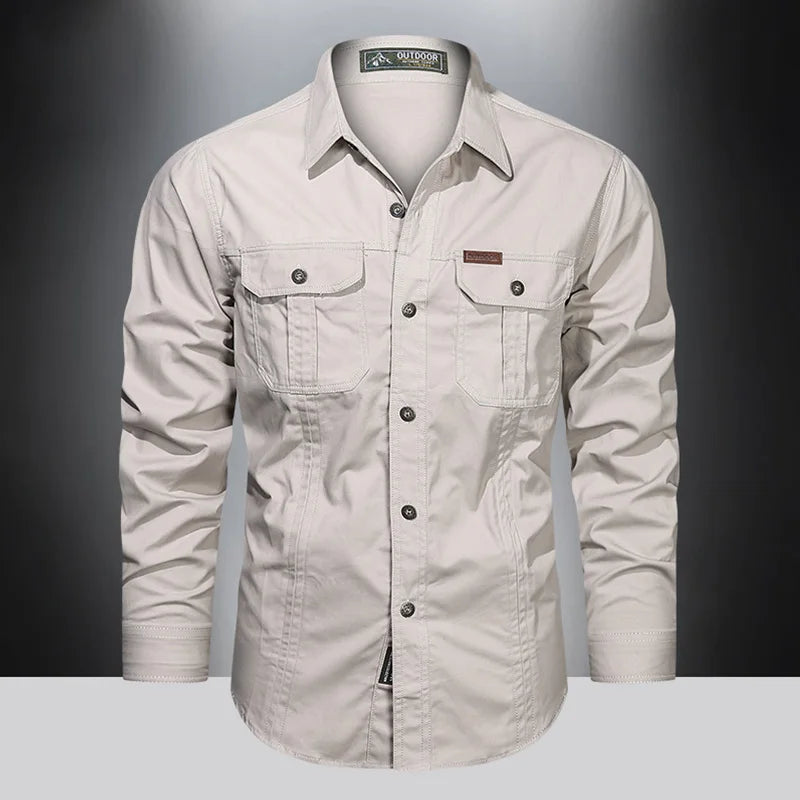 Men's Casual Long-Sleeved Shirt, Made from High-Quality Cotton
