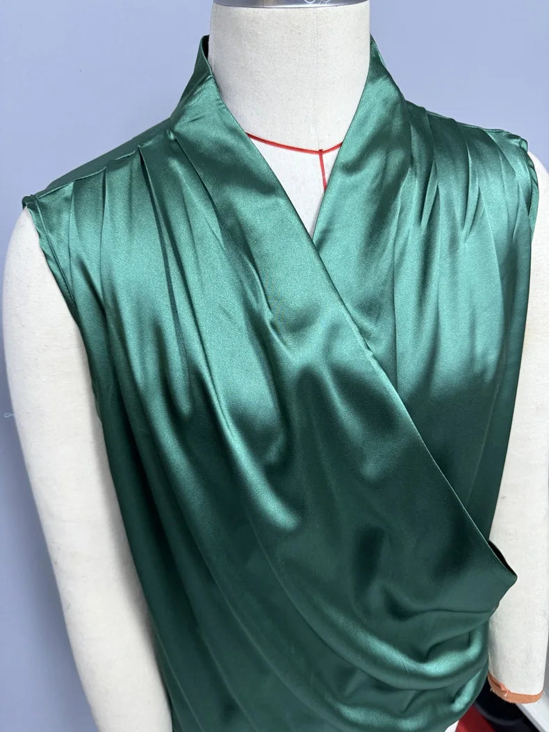Woman Clothing Silk Top, Ladies, Satin Shirt, No Female Sleeves Chemises Et Blouses Tops For Woman Camisas De Mujer Top Mujer