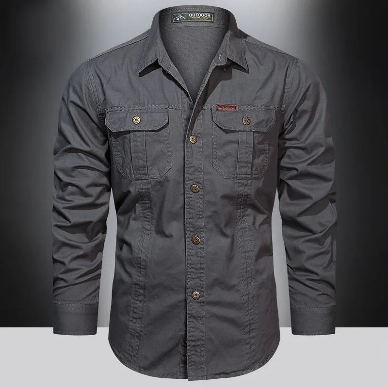 Men's Casual Long-Sleeved Shirt, Made from High-Quality Cotton
