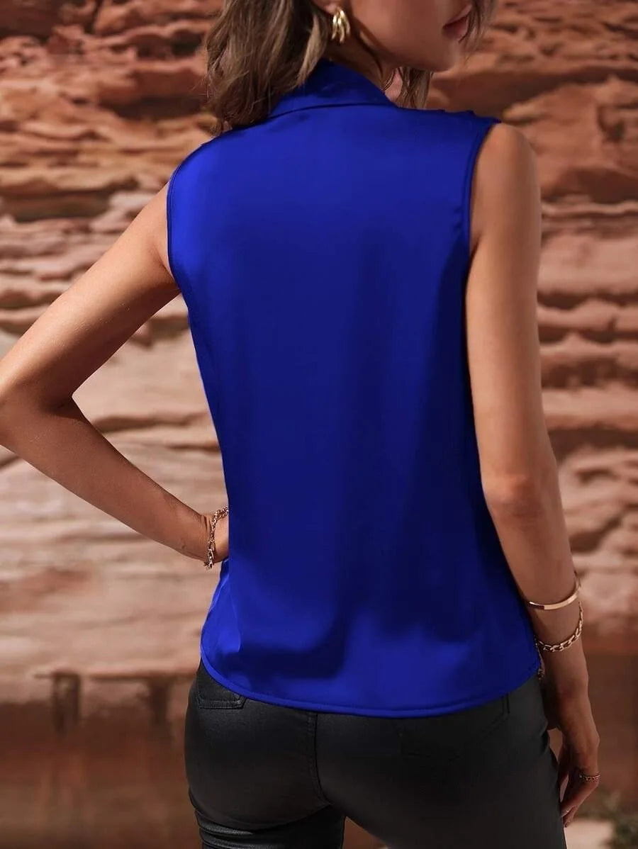 Woman Clothing Silk Top, Ladies, Satin Shirt, No Female Sleeves Chemises Et Blouses Tops For Woman Camisas De Mujer Top Mujer