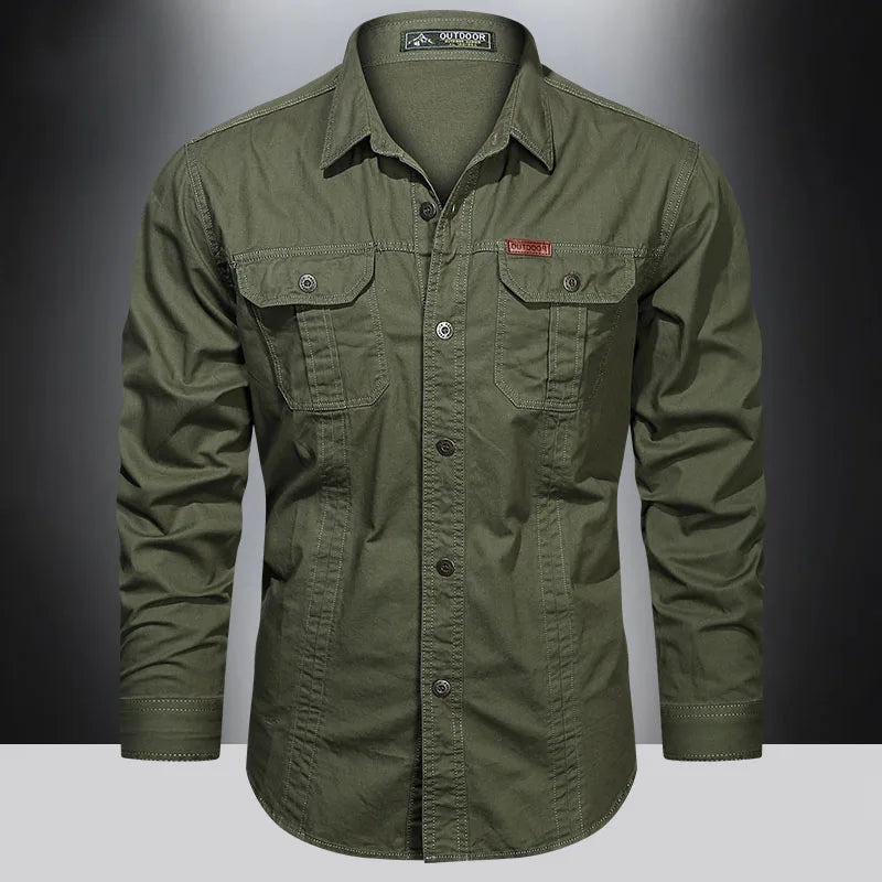Men's Casual Long-Sleeved Shirt, Made from High-Quality Cotton