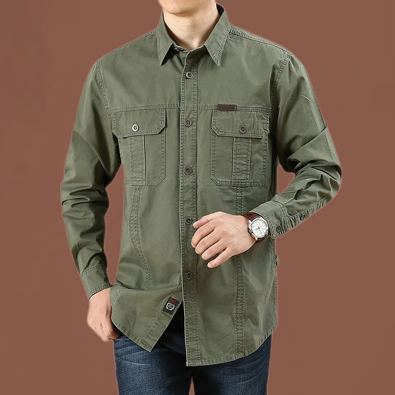 Men's Casual Long-Sleeved Shirt, Made from High-Quality Cotton