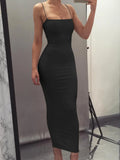 Women's Sleeveless Long Dress with a Low Back and High Elasticity