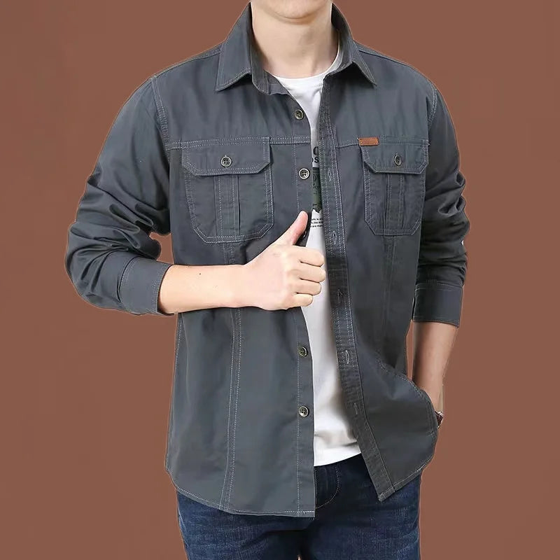 Men's Casual Long-Sleeved Shirt, Made from High-Quality Cotton