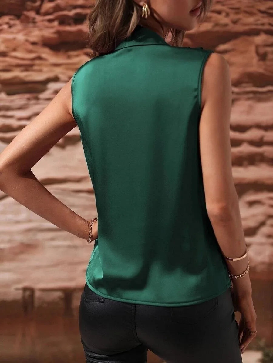 Woman Clothing Silk Top, Ladies, Satin Shirt, No Female Sleeves Chemises Et Blouses Tops For Woman Camisas De Mujer Top Mujer