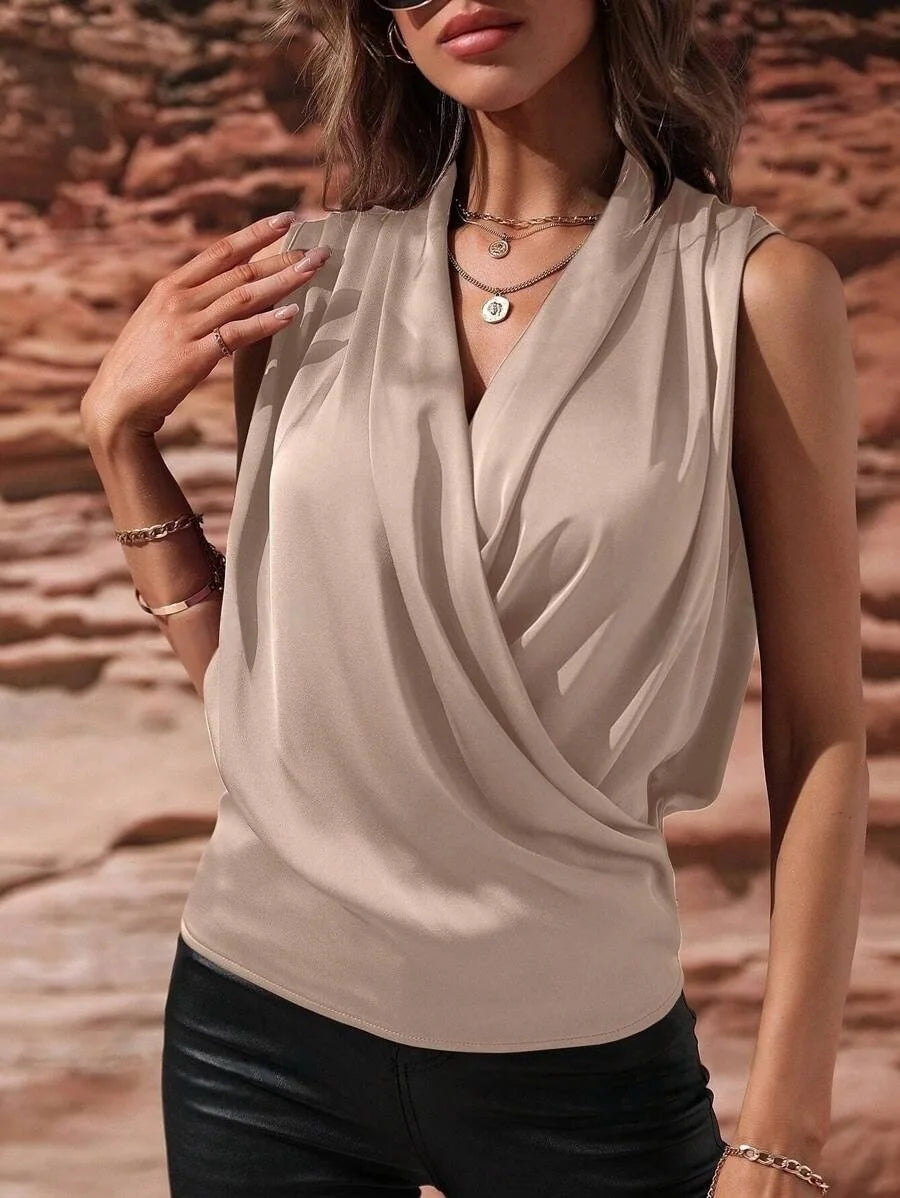 Woman Clothing Silk Top, Ladies, Satin Shirt, No Female Sleeves Chemises Et Blouses Tops For Woman Camisas De Mujer Top Mujer