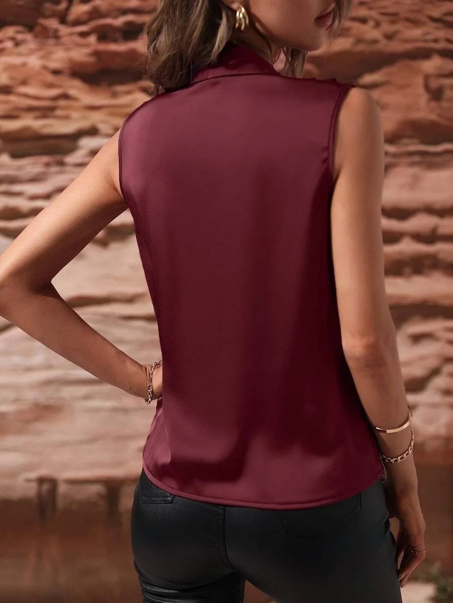 Woman Clothing Silk Top, Ladies, Satin Shirt, No Female Sleeves Chemises Et Blouses Tops For Woman Camisas De Mujer Top Mujer