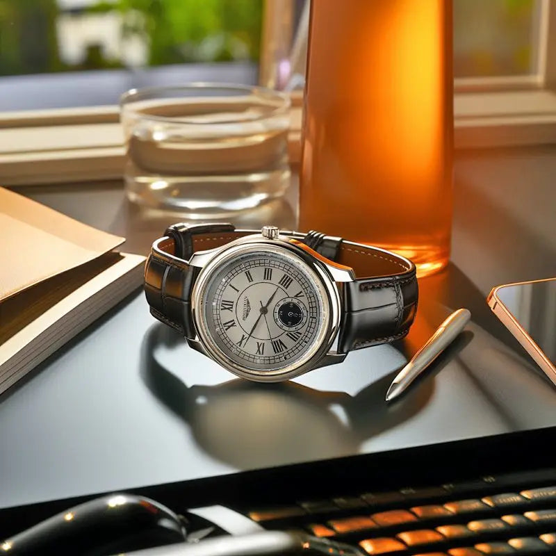 Luxury watch from a renowned brand, waterproof business watch.