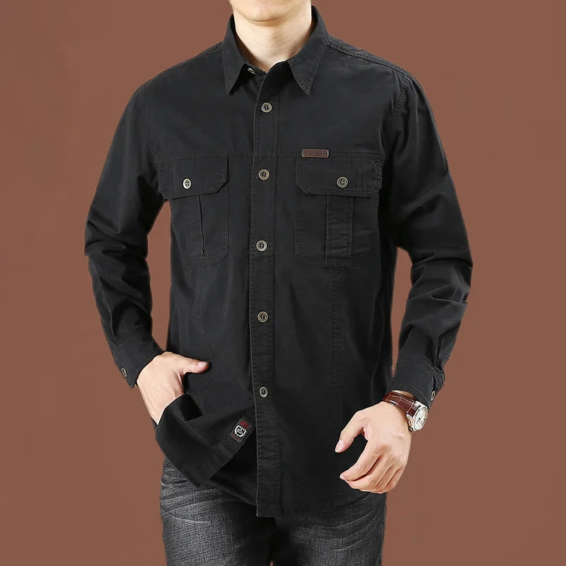 Men's Casual Long-Sleeved Shirt, Made from High-Quality Cotton
