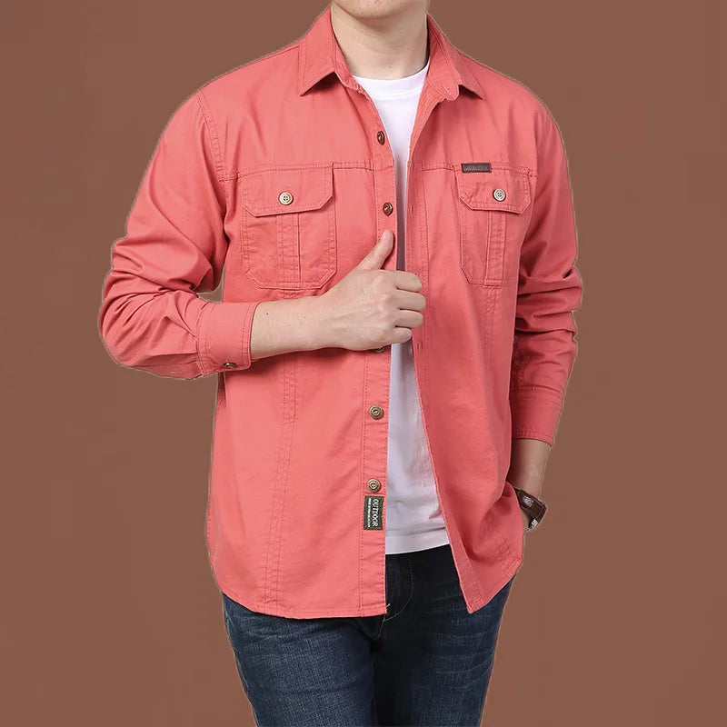 Men's Casual Long-Sleeved Shirt, Made from High-Quality Cotton